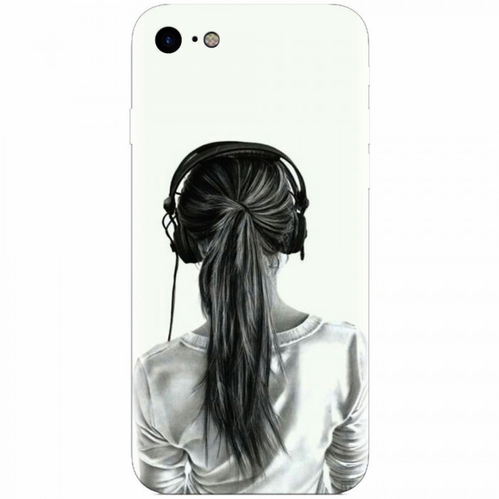 Husa silicon pentru Apple Iphone 6 / 6S, Girl With Headphone