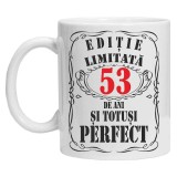 Cana alba personalizata &quot;editie limitata&quot;, 53 ani, INOVATIX&reg;️. 330ml, Oem
