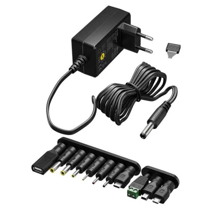 Alimentator universal 5-15V 36W 2.4A /11 adaptoare /USB-C /USB-A