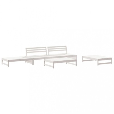 Set mobilier relaxare de gradina 5 piese alb lemn masiv de pin foto