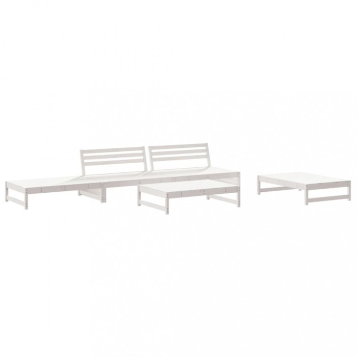 Set mobilier relaxare de gradina 5 piese alb lemn masiv de pin