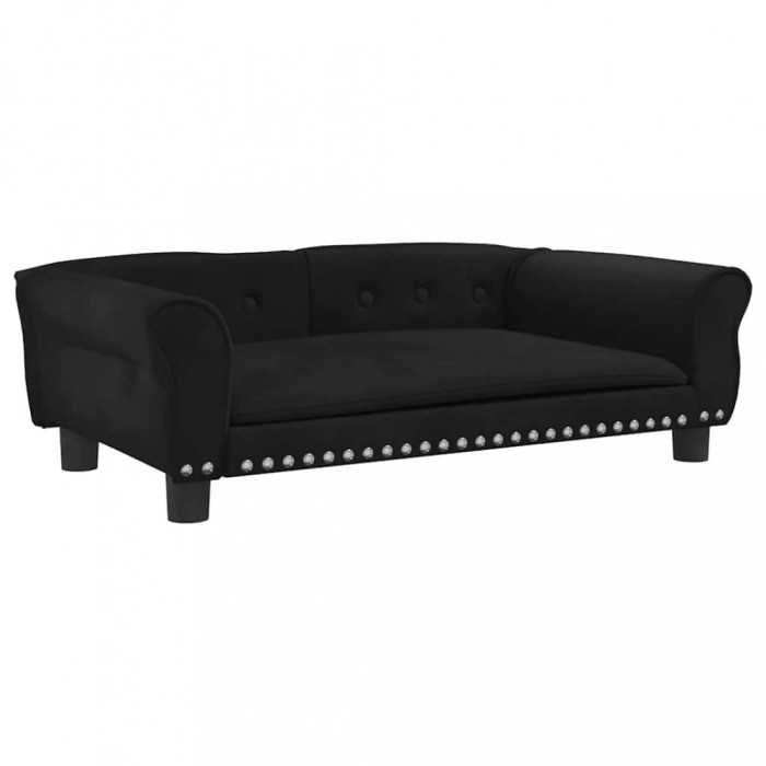 Pat de caini, negru, 95x55x30 cm, catifea