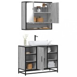 Set mobilier de baie, 2 piese, gri sonoma, lemn prelucrat