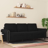 VidaXL Canapea cu 3 locuri, Negru, 180 cm, catifea 359544