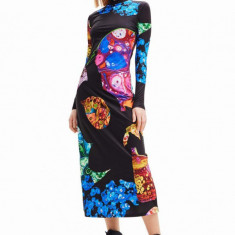 Desigual rochie culoarea negru, midi, evazati