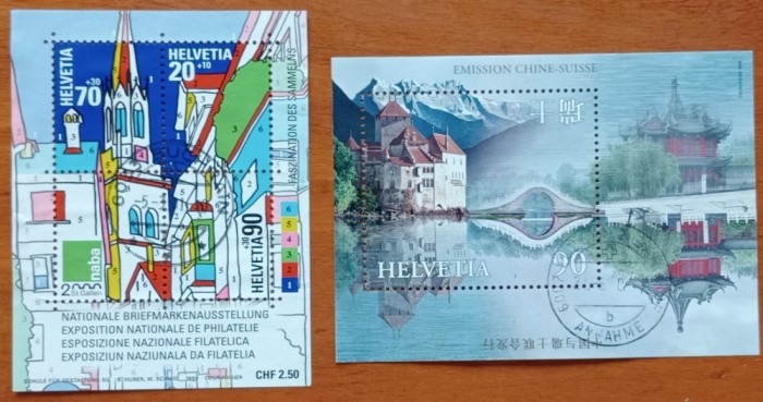 HELVETIA-1989/90-2 COLITE -STAMPIL.-VEZI SCAN