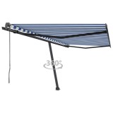 VidaXL Copertină autonomă retractabilă automat albastru&amp;alb 450x300 cm