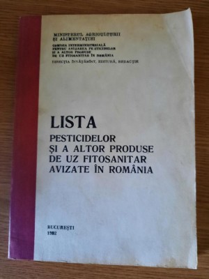 LISTA PESTICIDELOR SI A ALTOR PRODUSE DE UZ FITOSANITAR AVIZATE IN ROMANIA foto