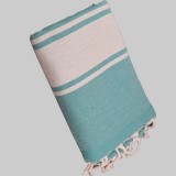 Prosop Din Bumbac Baie | Plajă | SPA | Nisa Verde Turcoaz Cu Dungi Albe 200 x 100 cm