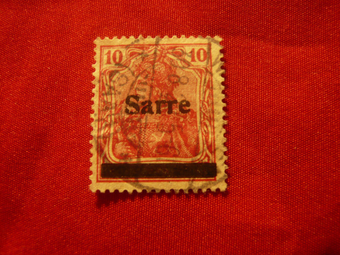 Timbru Germania 1920 cu supratipar Sarre - 10pf stampilat