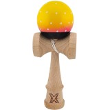 Kendama X Originala, Profesionala, Cyrax, din Lemn, Super Sticky, 18 cm, Galben/Roz/Negru