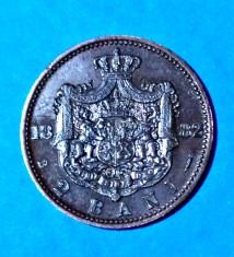 ROMANIA 2 BANI 1882 CARO DE LA CAROL SI R DE LA REGE INTRERUPTE EXCELENTA - AUNC foto