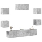 Cumpara ieftin Set dulapuri TV, 7 piese, gri beton, lemn prelucrat