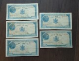 Lot 5 Bancnote Romania - 5000 Lei 20-12-1945 - Serii consecutive - Decupate