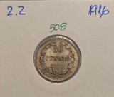 508 Finland Finlanda 50 Penni&auml; 1916, KM#2.2, argint, excelenta