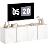 HOMCOM Comodă TV pentru televizoare de 65 de inch, Dulap TV cu uși Soft-Close, rafturi ajustabile, orificii pentru cabluri, pentru camera de zi, Alb |