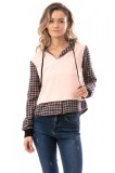 Cumpara ieftin E900-5 Bluza casual cu imprimeu carouri si gluga atasata