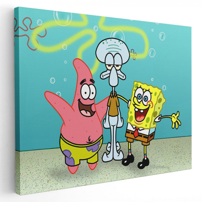 Tablou afis SpongeBob desene animate 2209 Tablou canvas pe panza CU RAMA 40x60 cm