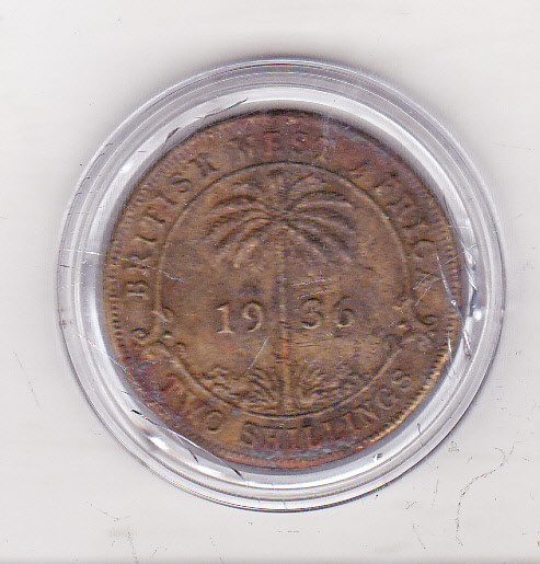 bnk mnd British West Africa 2 shillings 1936