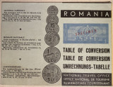 TABEL DE CONVERSIUNE LEU ROMANESC-VALUTE STRAINE (anii&#039;70), STARE IMPECABILA