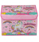 Cumpara ieftin Cutie depozitare cu capac, Design Unicorn,40x30x20 cm, Oem