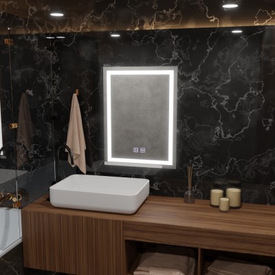 Oglinda LED Rectangulara, 60x80cm, Edge LUMINOUS Touch, Sistem Dezaburire, Dimabila ModernLight Concept foto