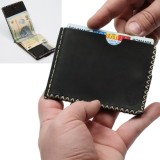 Cumpara ieftin Portofel minimalist, personalizabil, din piele naturala, Loki, Negru Mat , cusut in X, lucrat si cusut manual, handmade