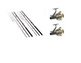 Set 2 Lansete Feeder 3m, 120-180g + 2 Mulinete KT6000, Tambur Aluminiu, Baitrunner, Pescuit
