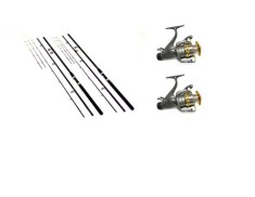 Set 2 lansete Feeder 3.9m putere actiune 120-180g si 2 mulinete kt6000
