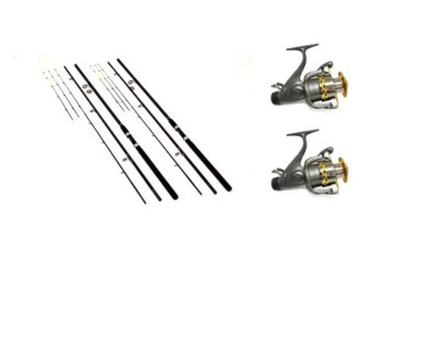 Set 2 lansete Feeder 3.9m putere actiune 120-180g si 2 mulinete kt6000 foto