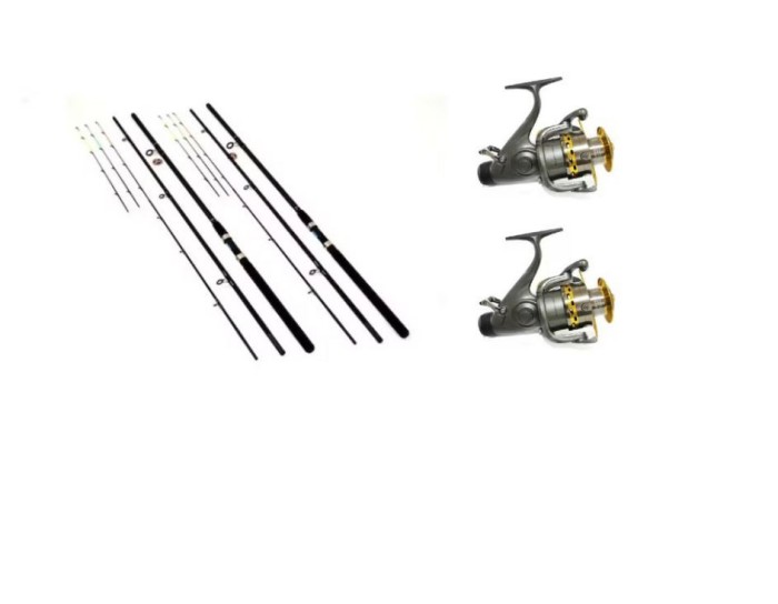 Set 2 lansete Feeder 3.9m putere actiune 120-180g si 2 mulinete kt6000