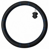 Cumpara ieftin Husa volan pentru camion din piele naturala, 44-46 cm, Negru cu cusaturi albastre