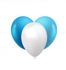 Set 10 baloane pentru Petrecere, 3 culori: Albastru, Bleu, Alb - 13cm