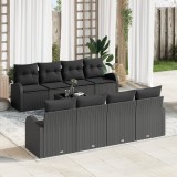 Set canapea gradina Gossi cu 9 piese si pernite negru poliratan, canapea gradina Gossi cu 2 locuri cu stocare si pernite negru poliratan