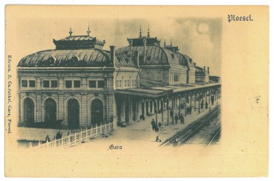 5473 - PLOIESTI, Railway Station, Litho, Romania - old postcard - used - 1902 foto