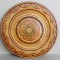 Aplica tip farfurie decorativa din lemn pirogravat si pictat manual, ornamente bulgaresti