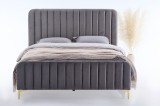 Pat Dormitor Melinda 180x200 cm Tapitat Catifea Gri cu Somiera Inclusa Elegant