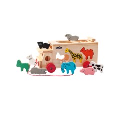 Jucarie din lemn - Camion de sortare cu forme animale