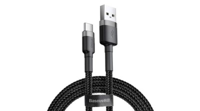 Baseus Cablu de date și &amp;icirc;ncărcare Baseus Type-C USB C Cafule Cablu de &amp;icirc;ncărcare și date 3A 1m gri negru (CATKLF-BG1) foto