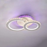 Lustra LED cu telecomanda si cristal NOVA ROTONDA RGB, 43W, 2 Cercuri, lumina Rece/Calda/Neutra, Dimabila, Alb, Alessandro DESIGN