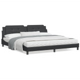 VidaXL Cadru de pat cu lumini LED, negru, 200x200 cm, piele ecologică