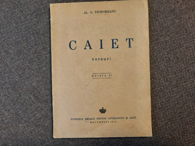 Al. O. Teodoreanu Caiet. Versuri, ed. a II-a, 1943 foto