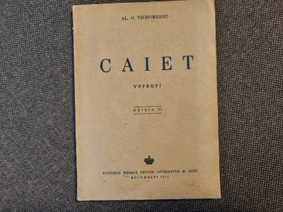 Al. O. Teodoreanu Caiet. Versuri, ed. a II-a, 1943 foto