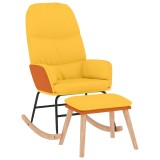 Cumpara ieftin Scaun balansoar cu taburet, galben mustar, textil
