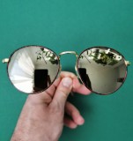 Ochelari Soare Unisex Retro Oglinda Negri Protectie UV400 Metal Dama Barbati Rotunzi