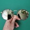 Ochelari de soare unisex dama retro oglinda negru metal Protectie UV400 NOI id7