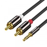 Cablu Audio 3.5mm - 2 x RCA UGREEN AV116, 2m, Negru