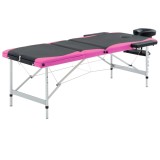 Cumpara ieftin Masa pliabila de masaj, 3 zone, negru si roz, aluminiu