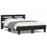VidaXL Cadru de pat cu tăblie și LED, negru, 120x190 cm