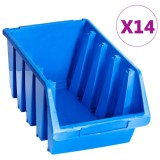 vidaXL Cutii de depozitare stivuibile, 14 buc., albastru, plastic